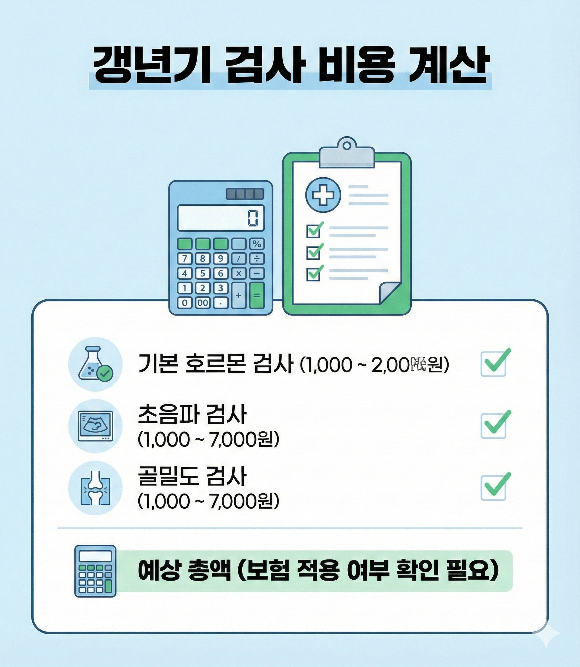 갱년기 검사 비용 계산