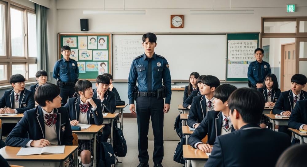 고등학교에 경찰 출동한 사진