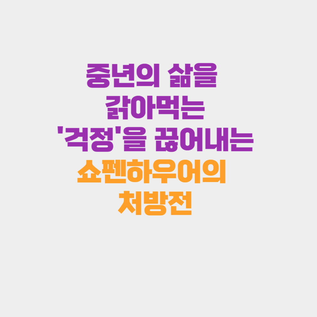 중년의 삶을 갉아먹는 '걱정'을 끊어내는 쇼펜하우어의 처방전