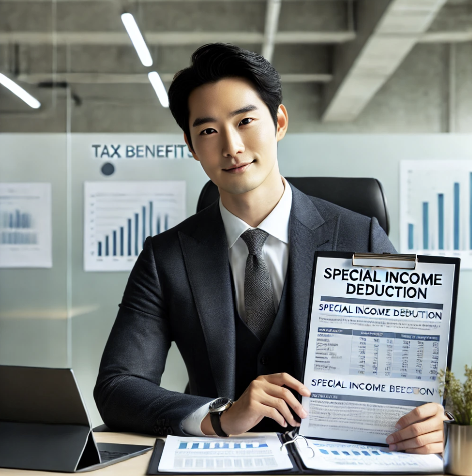 근로자가 소득공제를 위해 서류를 검토하는 모습.