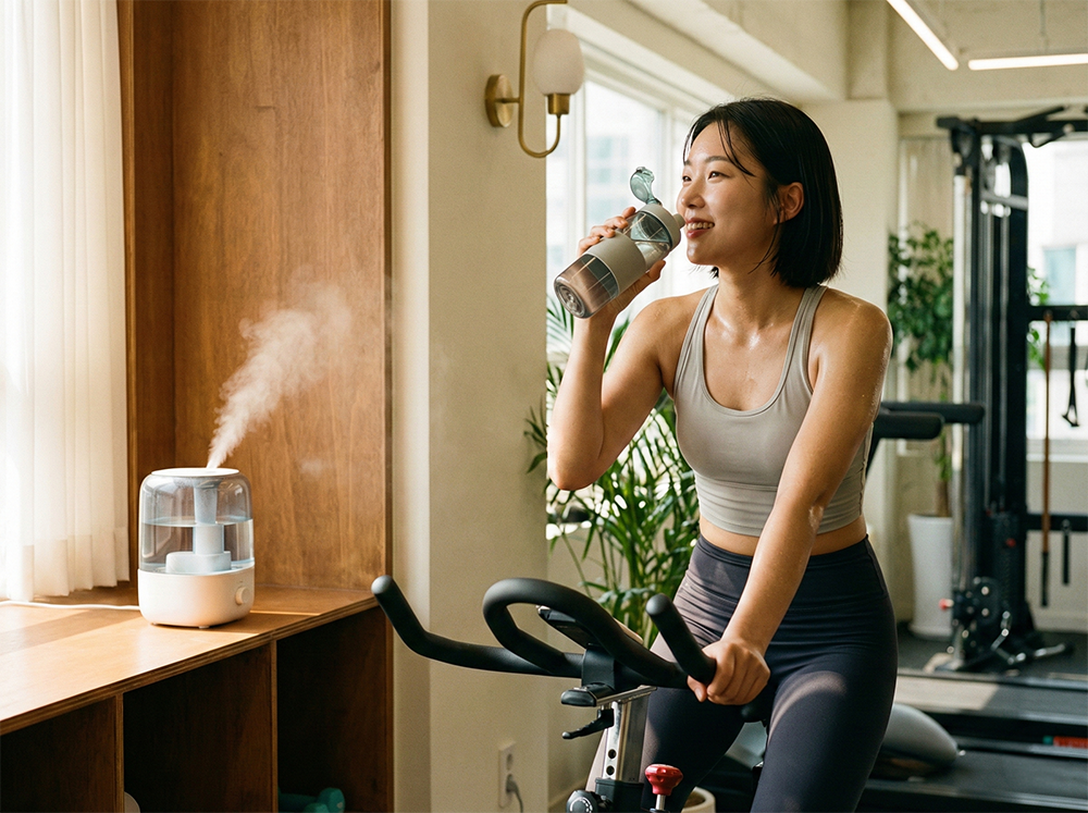 실내 운동 비염 관리, 헬스장 습도 조절, 운동 중 물 마시기, 호흡기 자극 최소화
