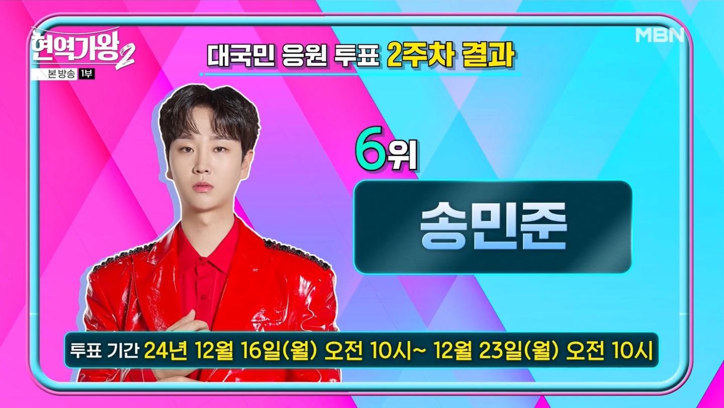 현역가왕2 2주차 투표순위 6위