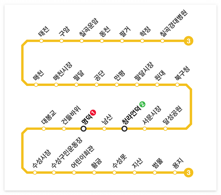 대구 지하철 3호선 노선도