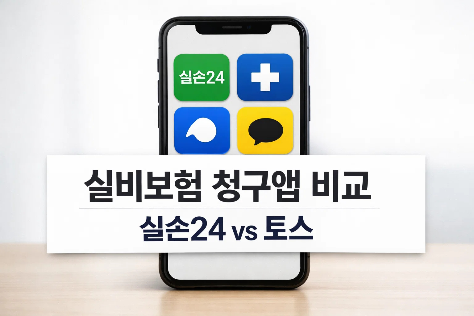 실비보험 비교를 할 때 실손24와 토스처럼 대표 청구앱의 차이를 먼저 파악하도록 구성한 썸네일 이미지