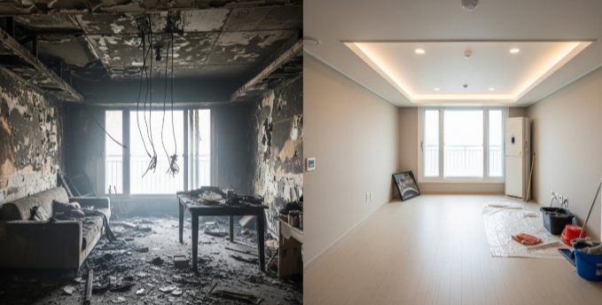 강릉 화재청소 전후