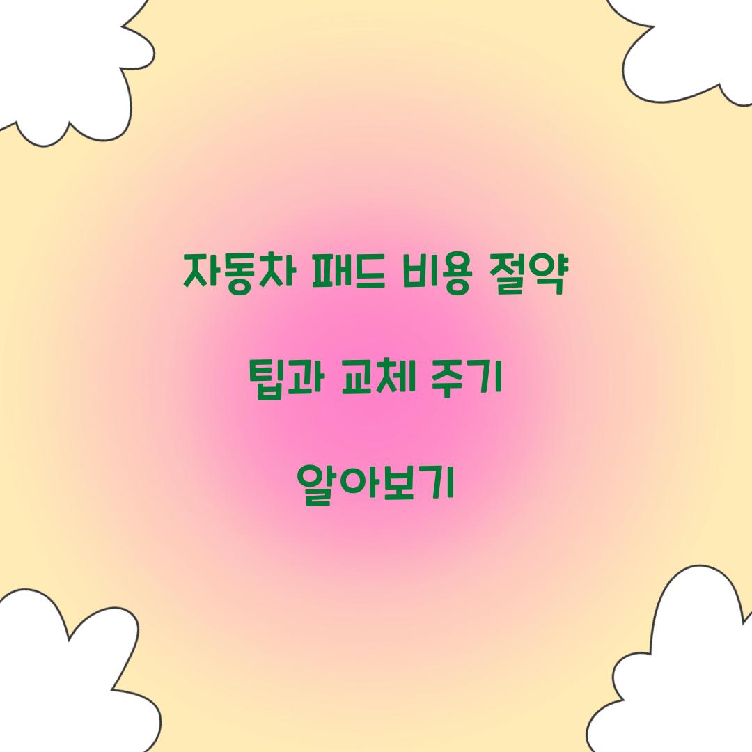 자동차 패드 비용