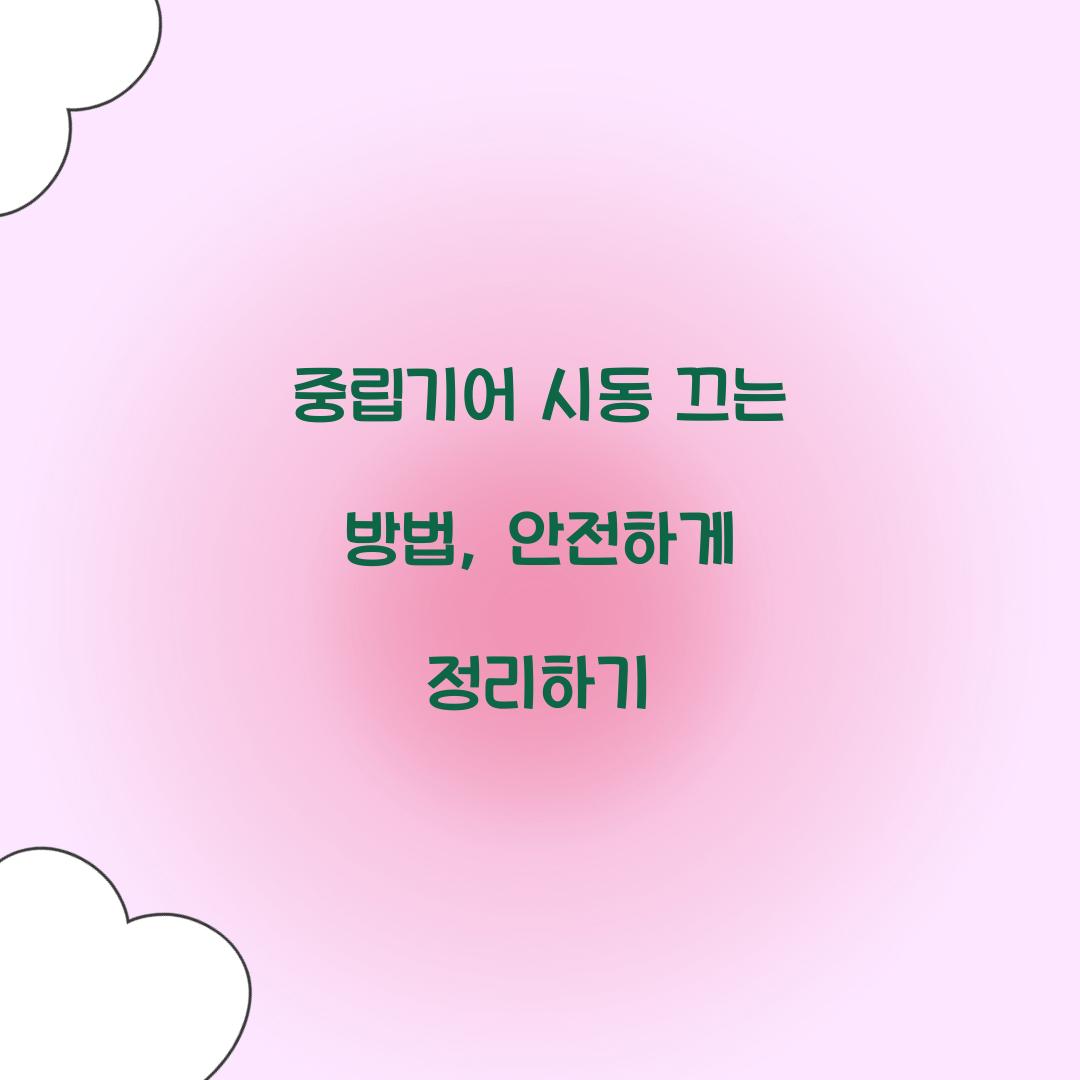 중립기어 시동 끄는 방법