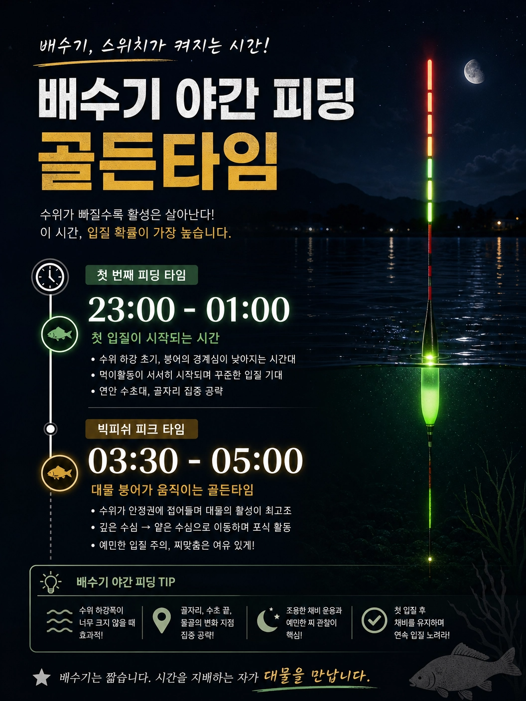 배수기 야간 피딩 골든타임