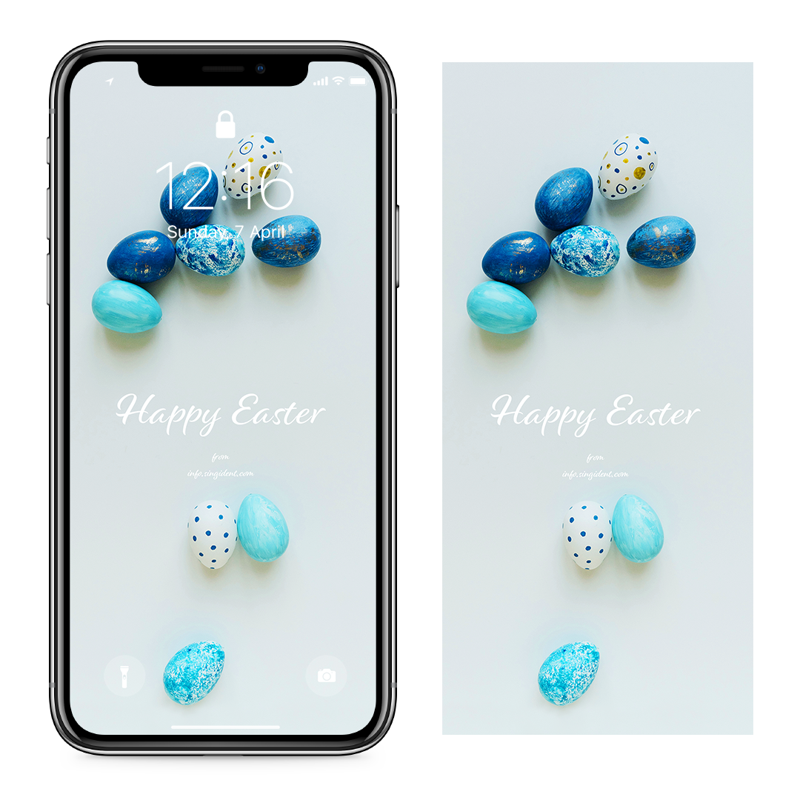 09 파란색 계란 흰색배경 C - Happy Easter 부활절계란배경화면