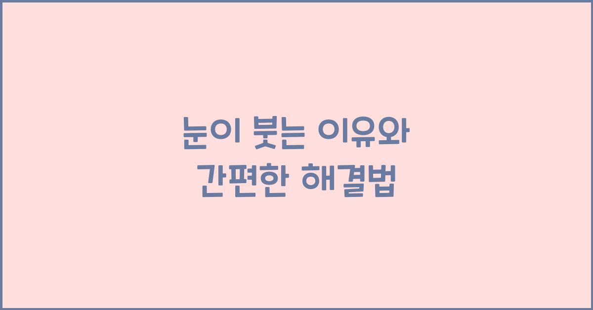 눈이 붓는 이유