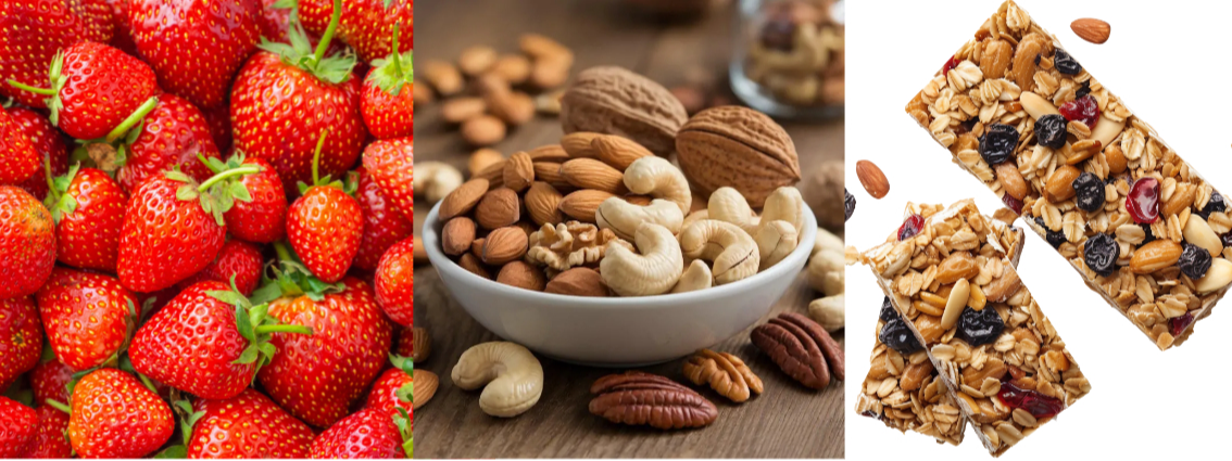 딸기, 견과류, 영양바