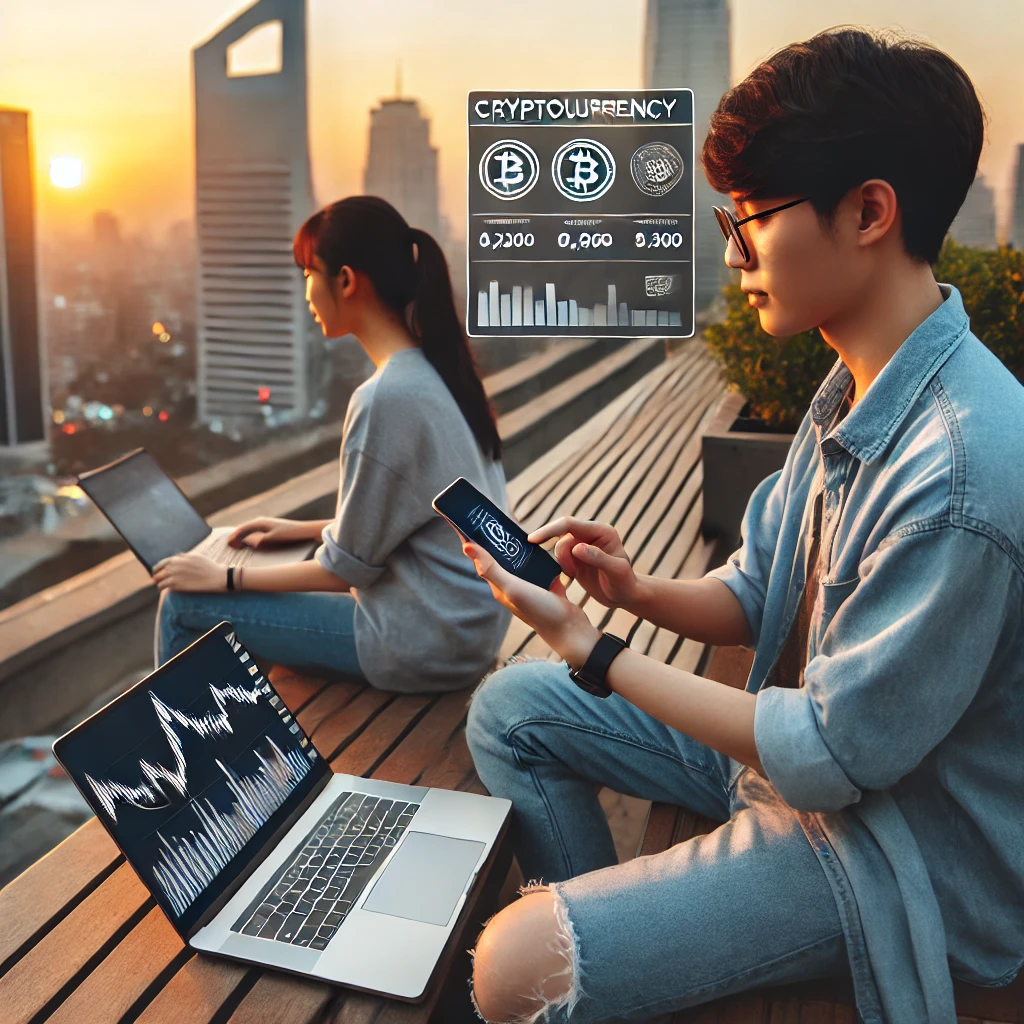 코인 차트 분석하는 대학생