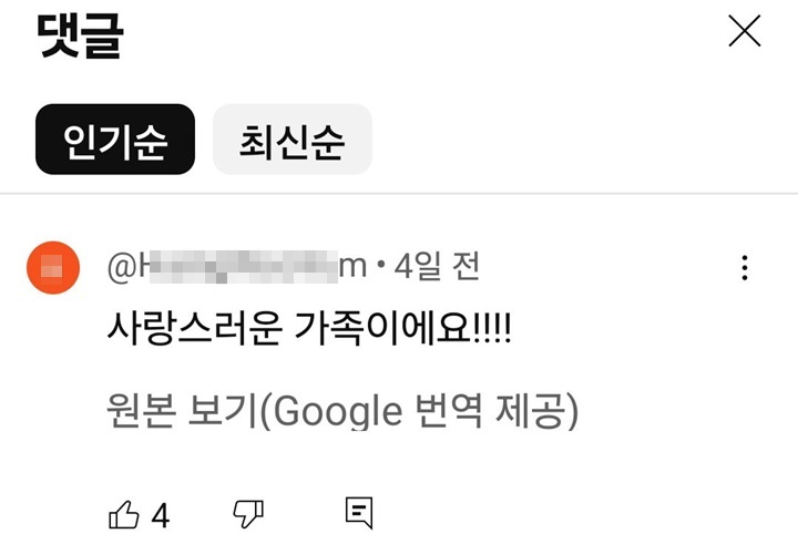 댓글이 한국어로 변역되어 보임