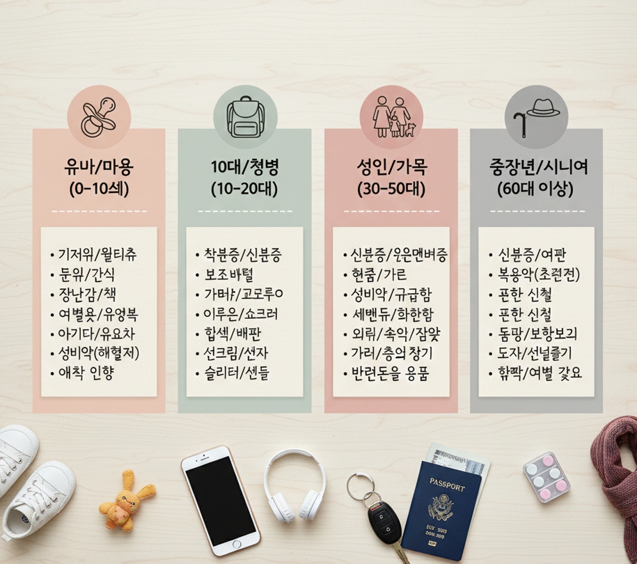 연령대별 여행 체크리스트