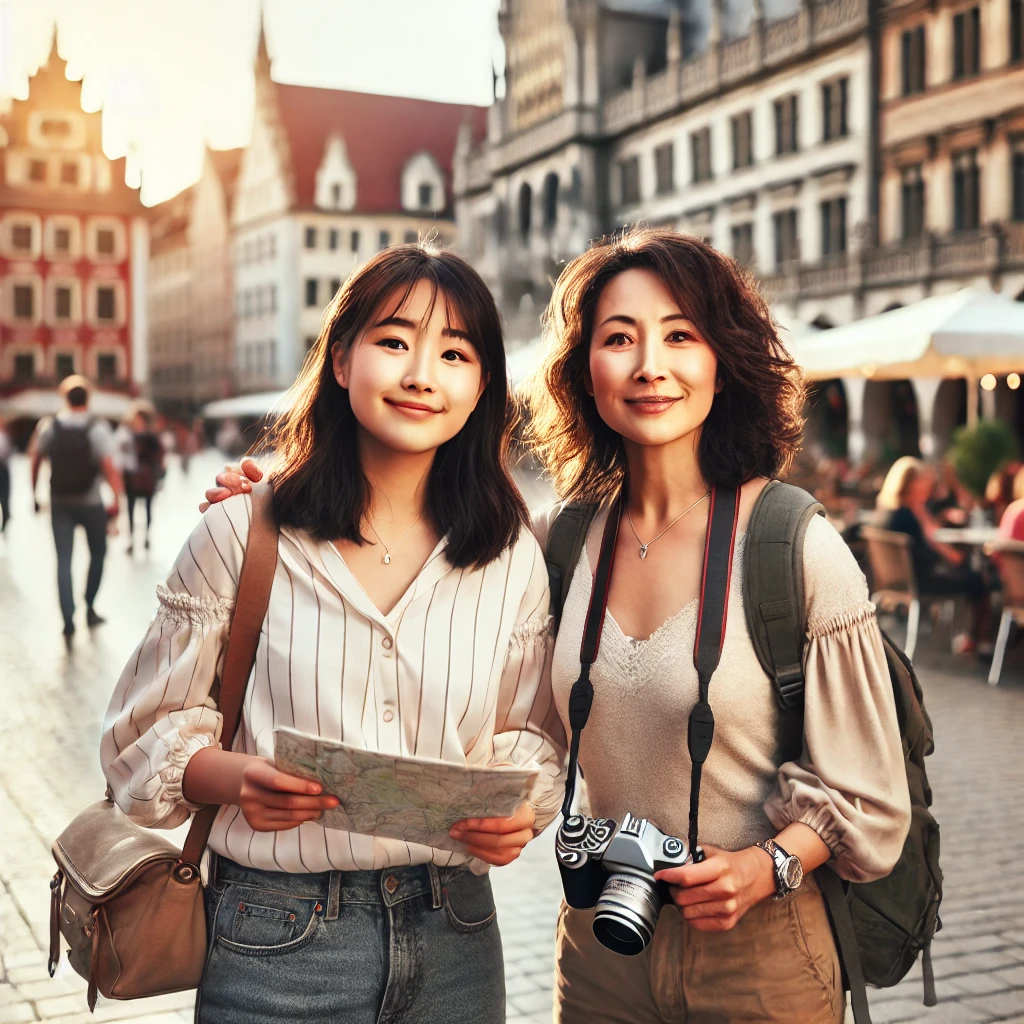 엄마와 딸과의 해외여행 사진