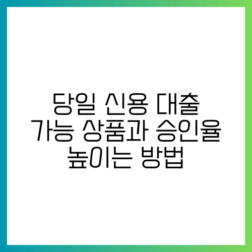 당일 신용 대출 가능 상품과 승인율 높이는 방법