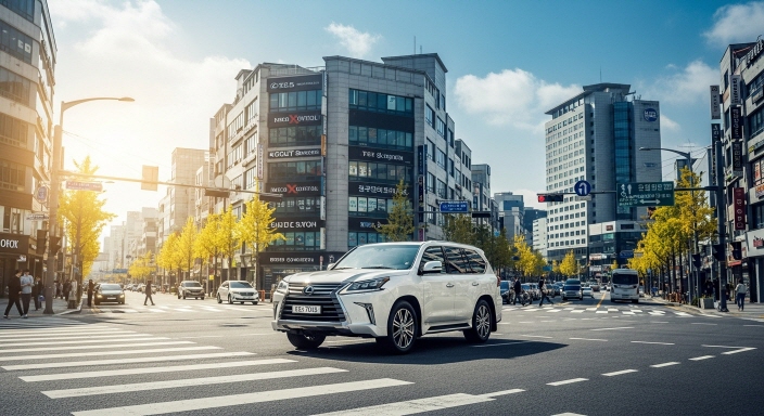 밝고 자연스러운 도심 주행 장면