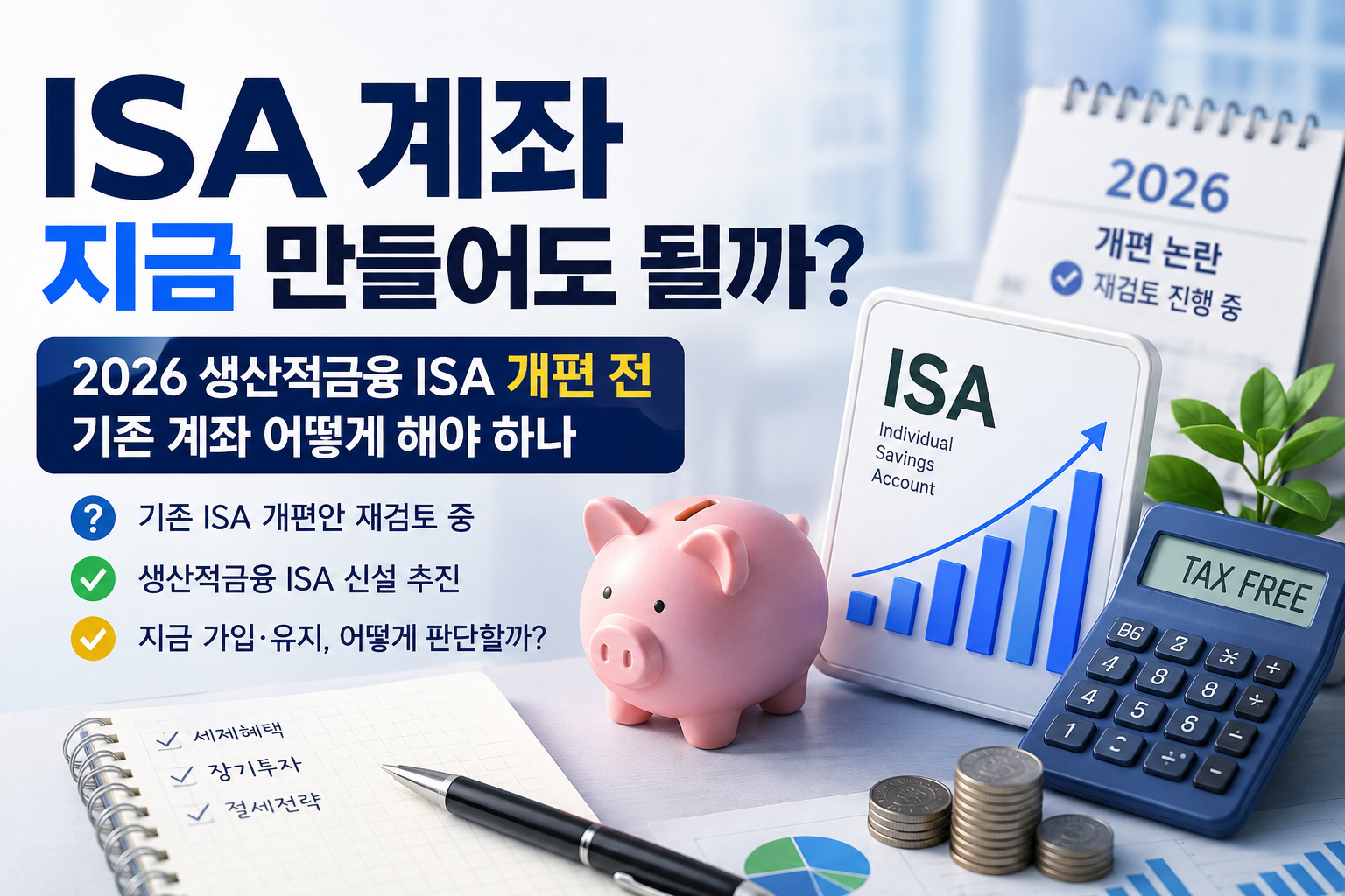 2026 ISA 계좌 개편과 생산적금융 ISA 신설 추진, 기존 ISA 가입·유지 판단 방법