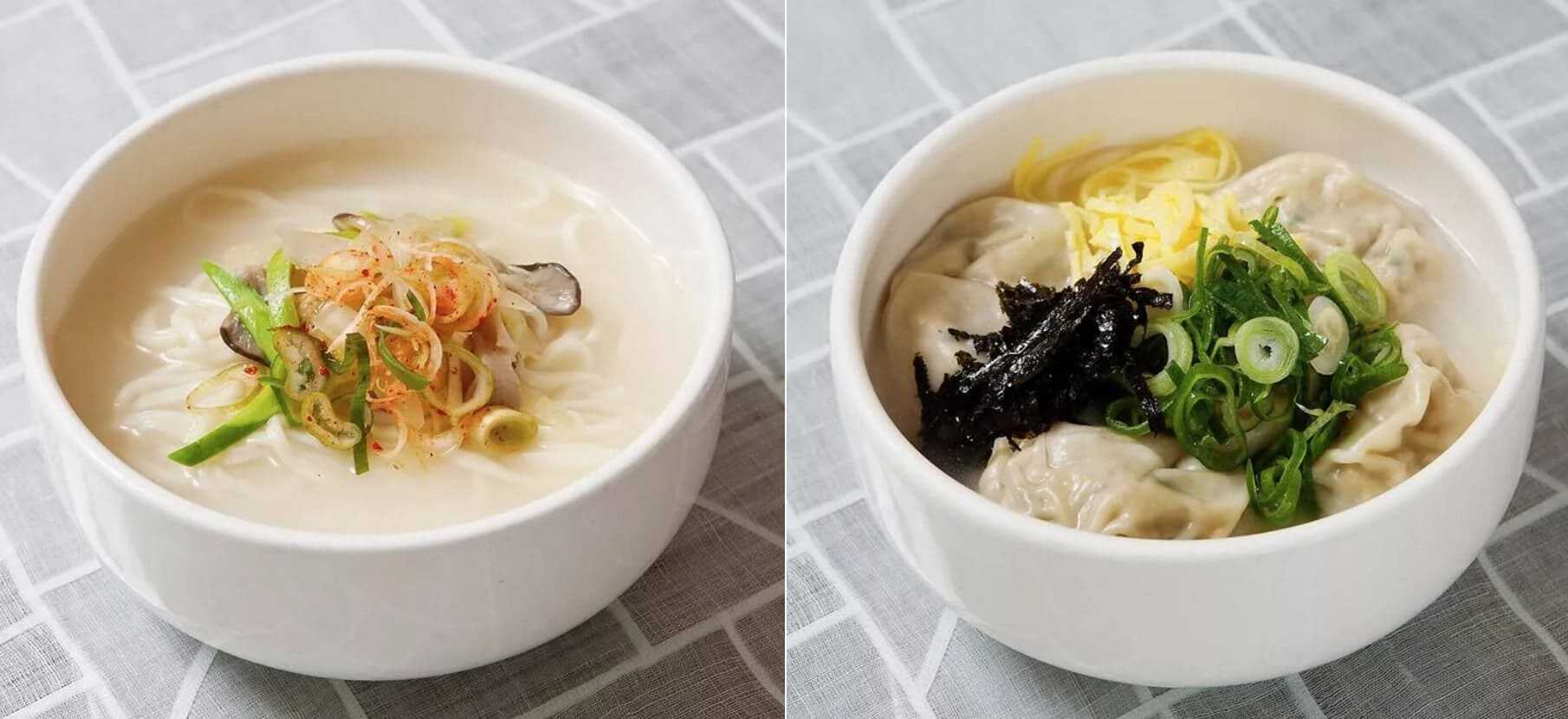 황생가칼국수 대표 메뉴 사골칼국수와 왕만두국