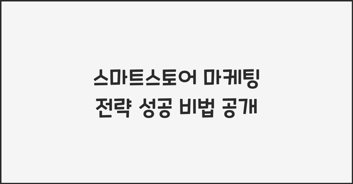 스마트스토어 마케팅 전략