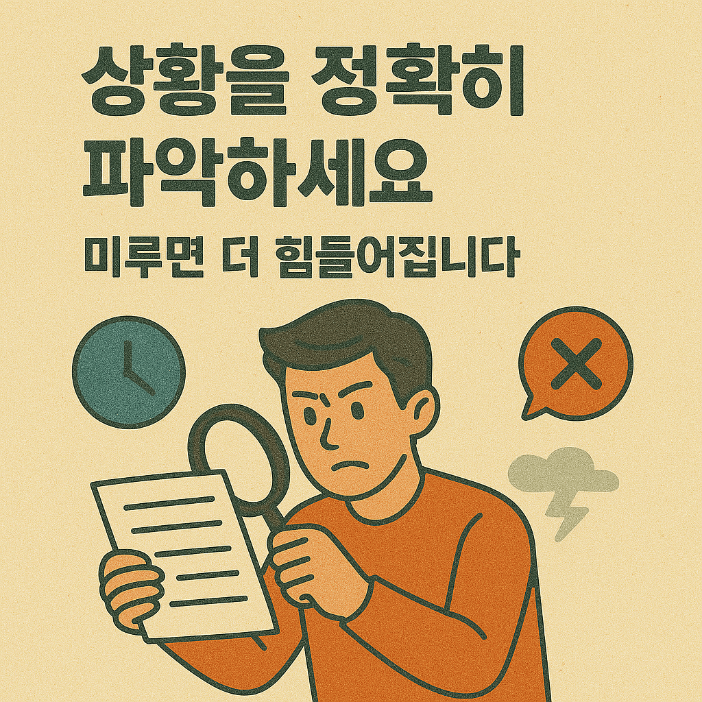 채무 상황을 정확히 파악하는 남성 일러스트