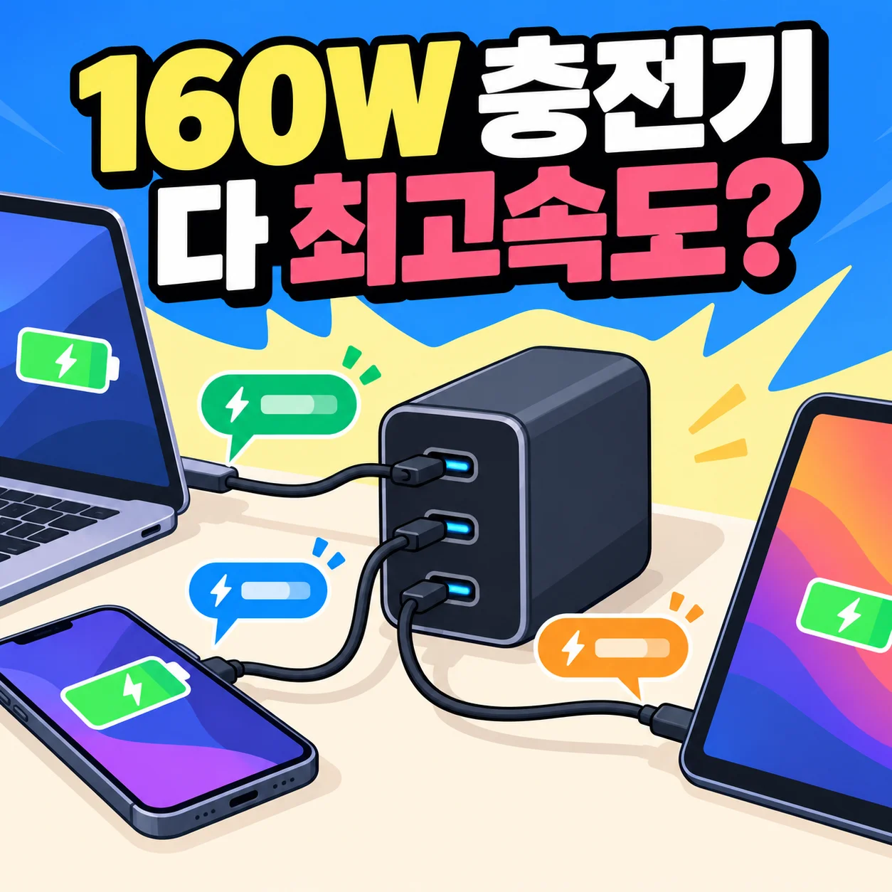 앤커 프라임 160W 충전기, 160W면 모든 기기가 최고속도로 충전될까?