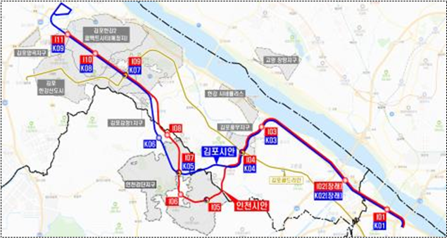 5호선연장 노선 김포시 안과 인천시 안