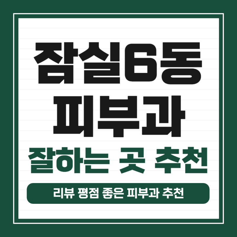 송파구 잠실6동 피부과 유명한 곳 모공 레이저 잘하는 곳 추천 TOP 5