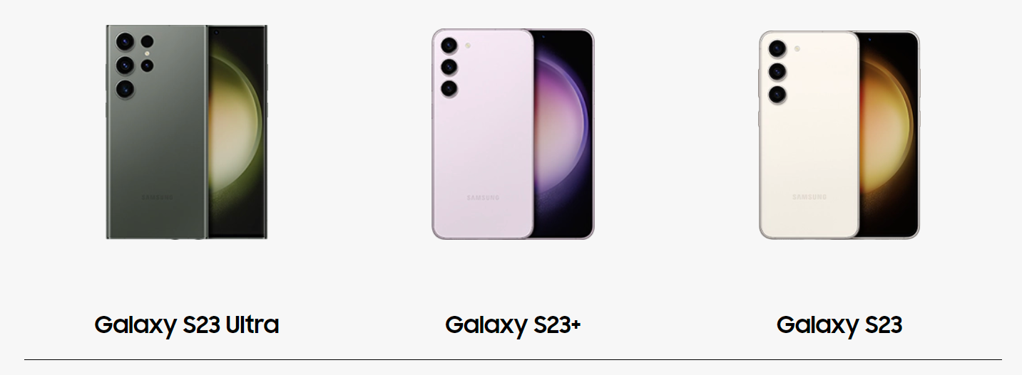 S23 ULTRA, S23+, S23 기종별 이미지