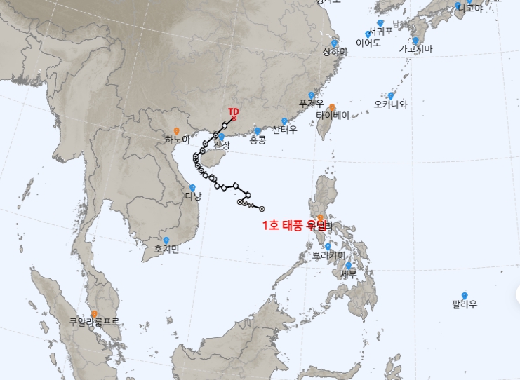 2025 태풍 우딥 예상 경로