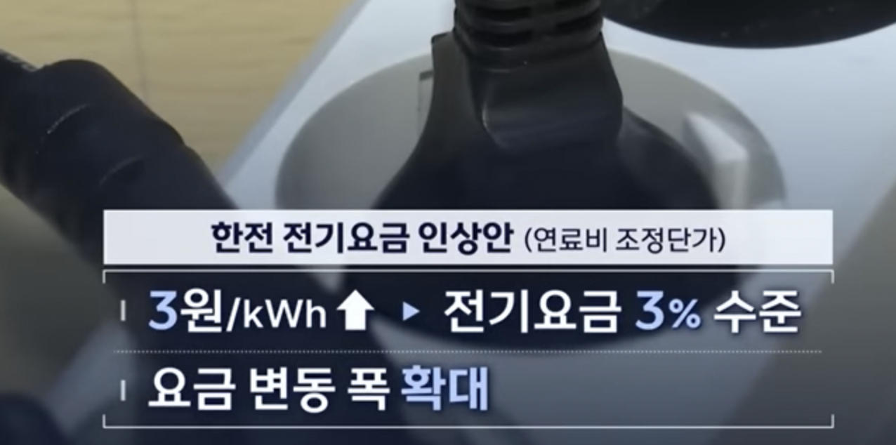 한전 요구 전기요금 인상안 사진