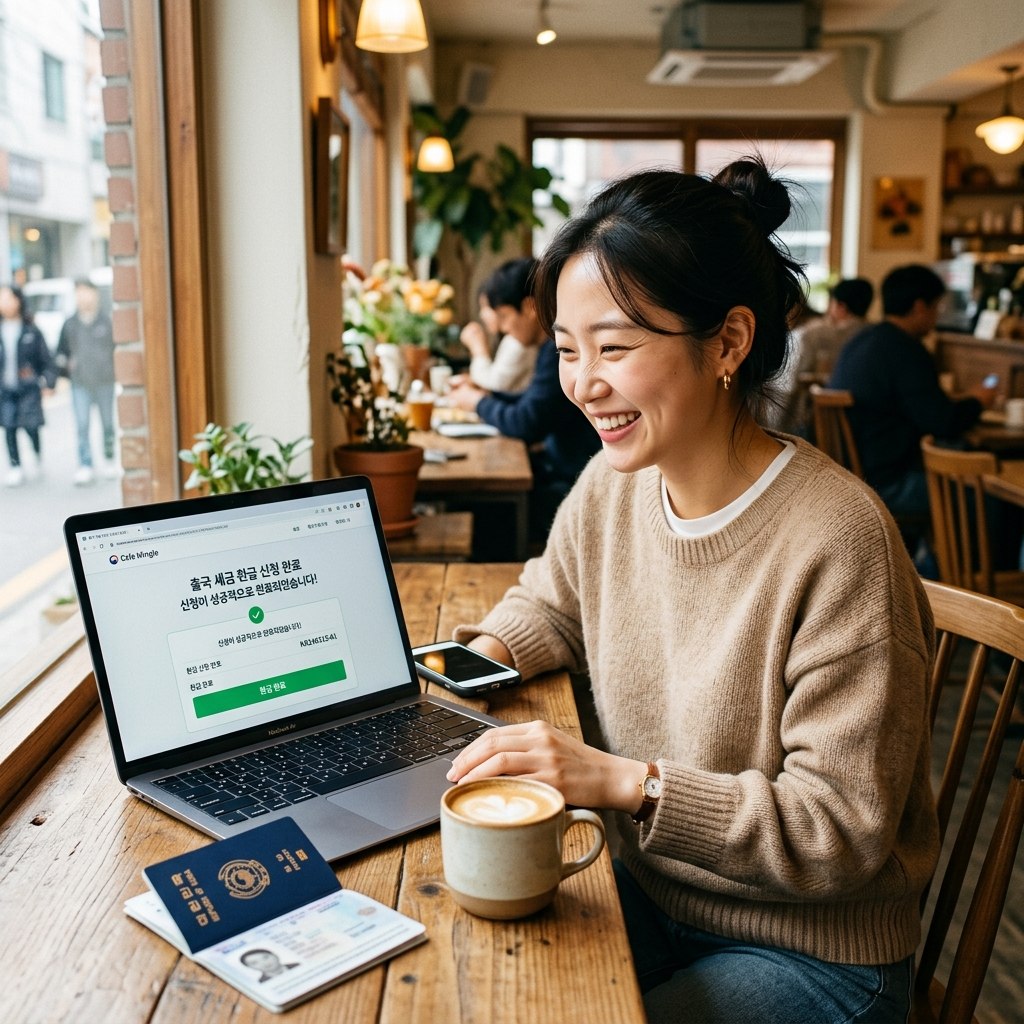출국납부금 환급 신청 완료 기분 좋은 장면