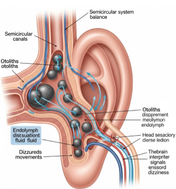 이석이 반고리관 내에서 움직이는 모습