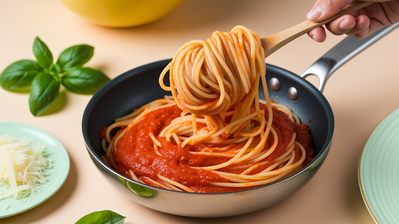 면과 소스 섞기