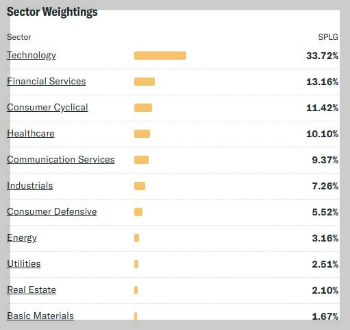 SPLG ETF 구성 섹터