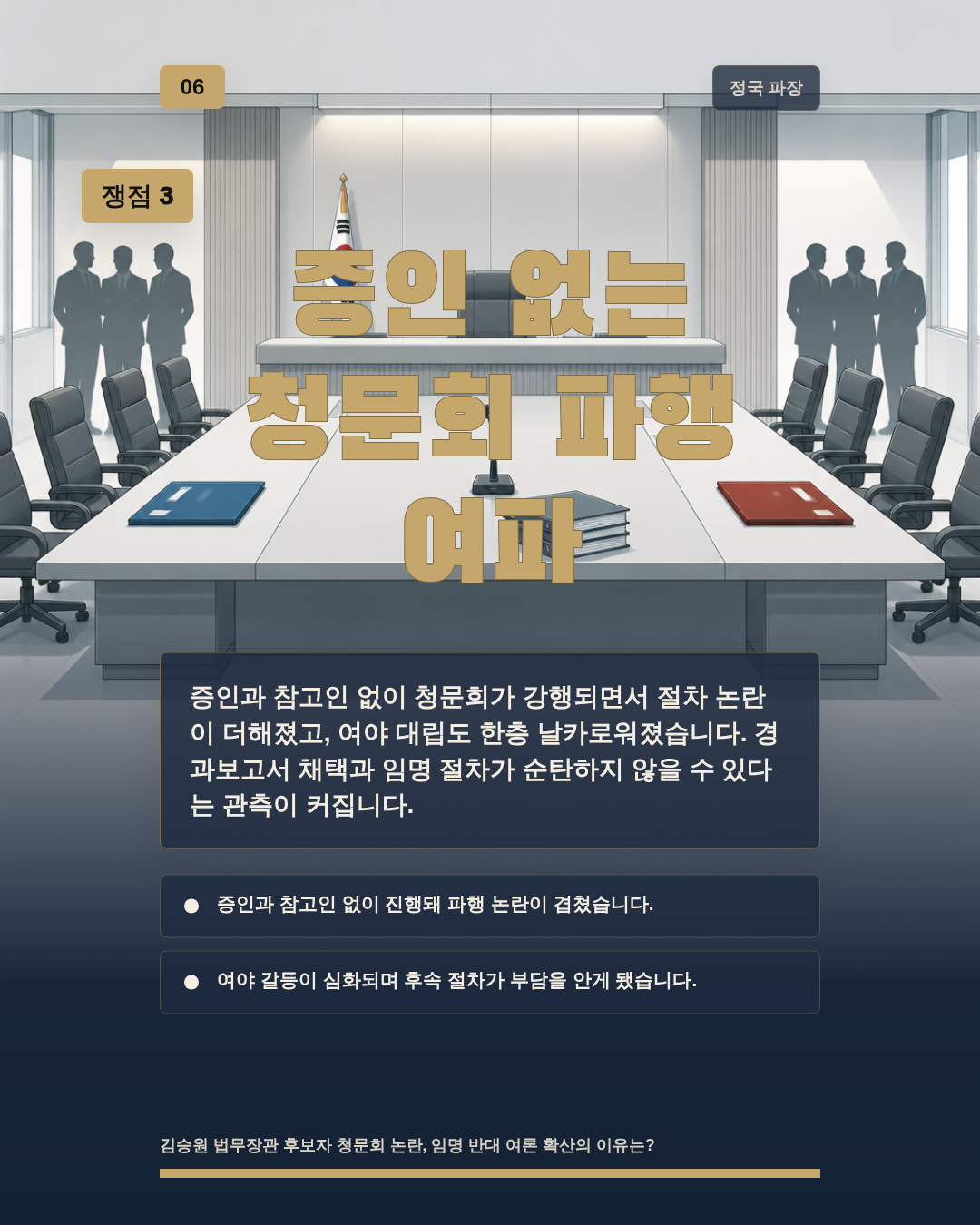 증인 없는 청문회 파행 여파
