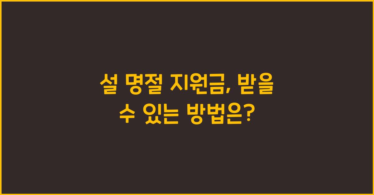 설 명절 지원금