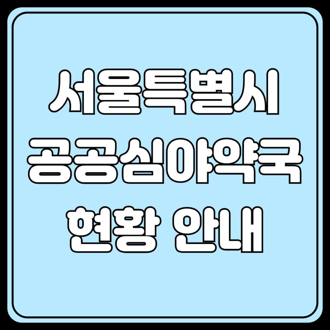 서울특별시 공공심야약국 현황 안내