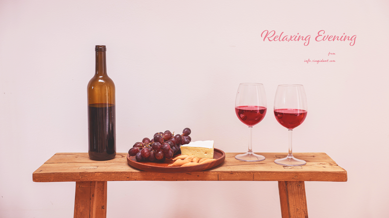 02 레드와인과 포도 C - Relaxing Evening 와인색배경화면