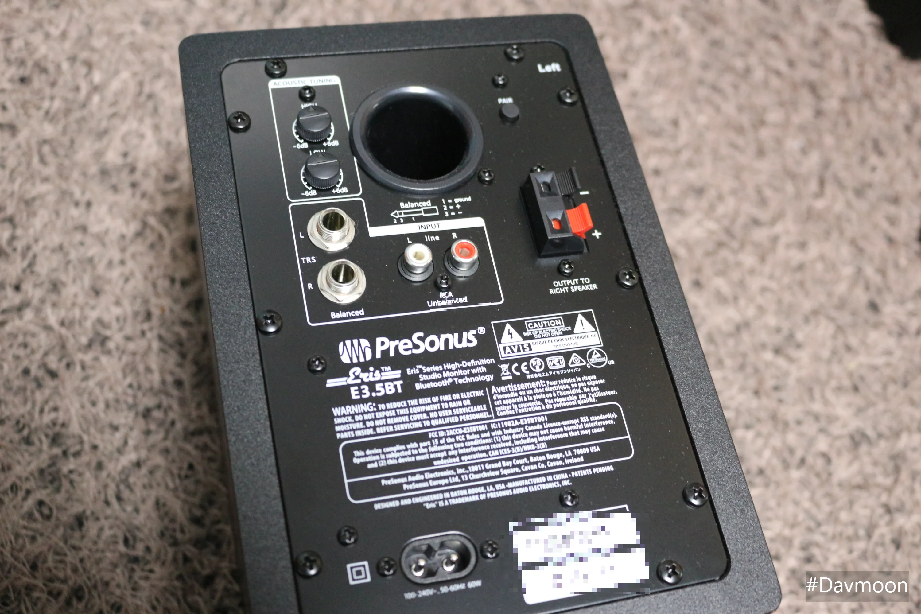 PreSonus ERIS E3.5 BT 메인 후면 단자