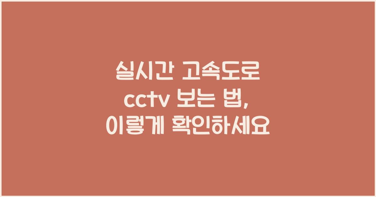 실시간 고속도로 cctv 보는 법