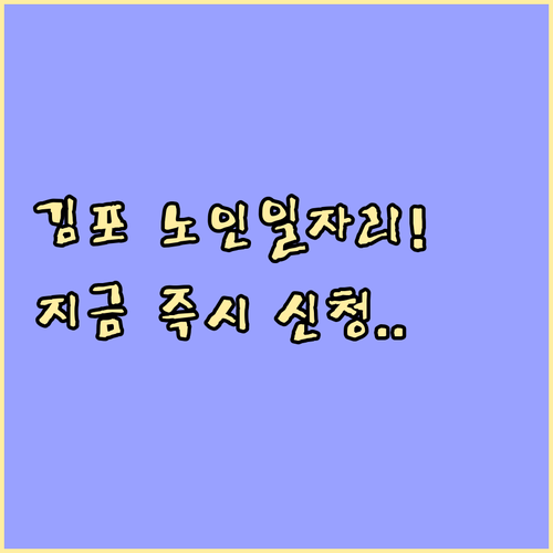 김포시 노인일자리 집중 모집 기간과 ..