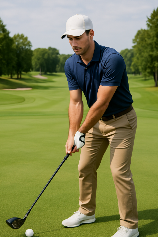 우드샷을 치려고 준비 중인 모습