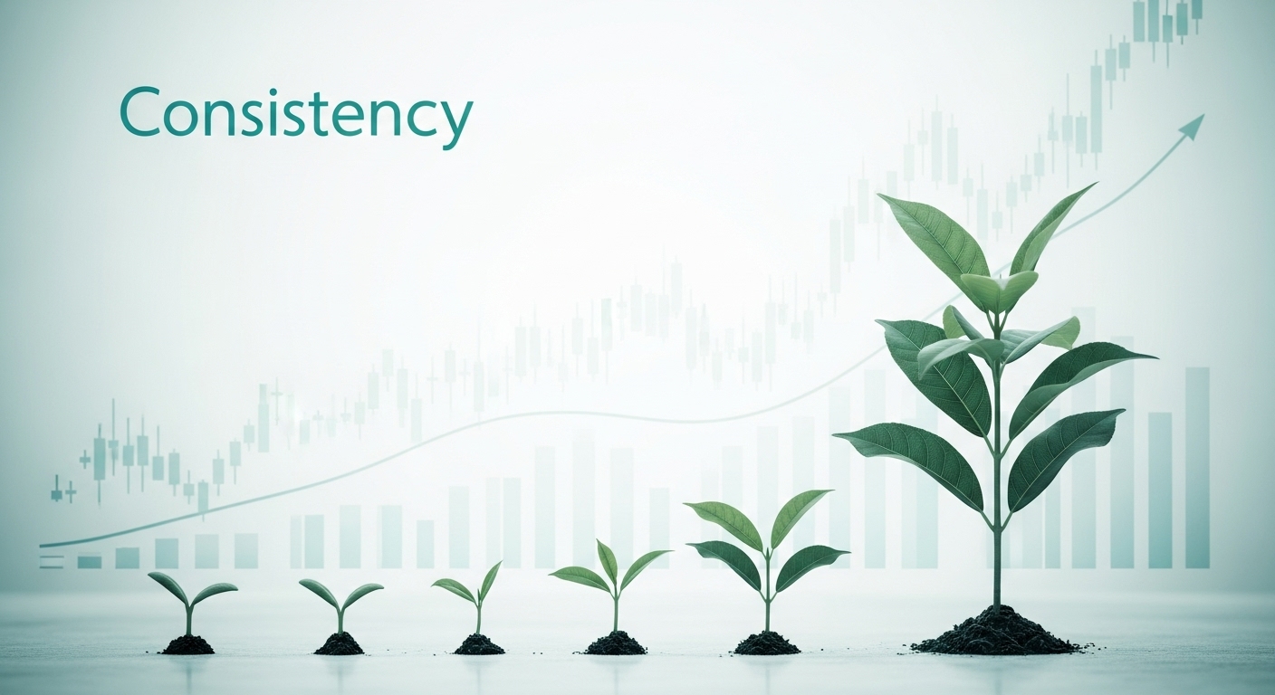 작은 씨앗이 꾸준히 성장하여 큰 나무가 되는 모습처럼, ETF 투자를 통해 자산이 점진적으로 불어나는 것을 상징하는 이미지.