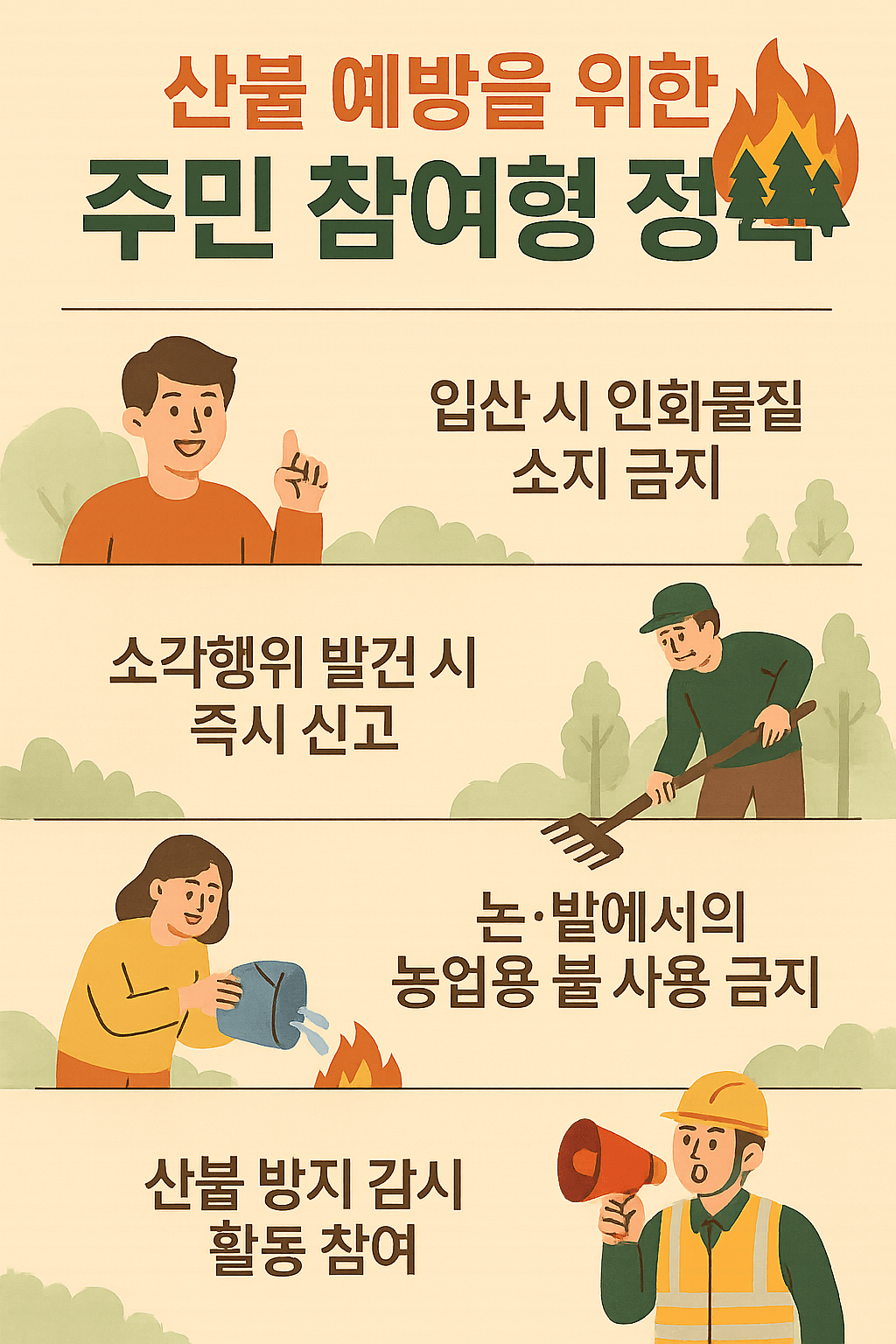 산불 예방을 위한 주민 참여형 정책 안내 인포그래픽