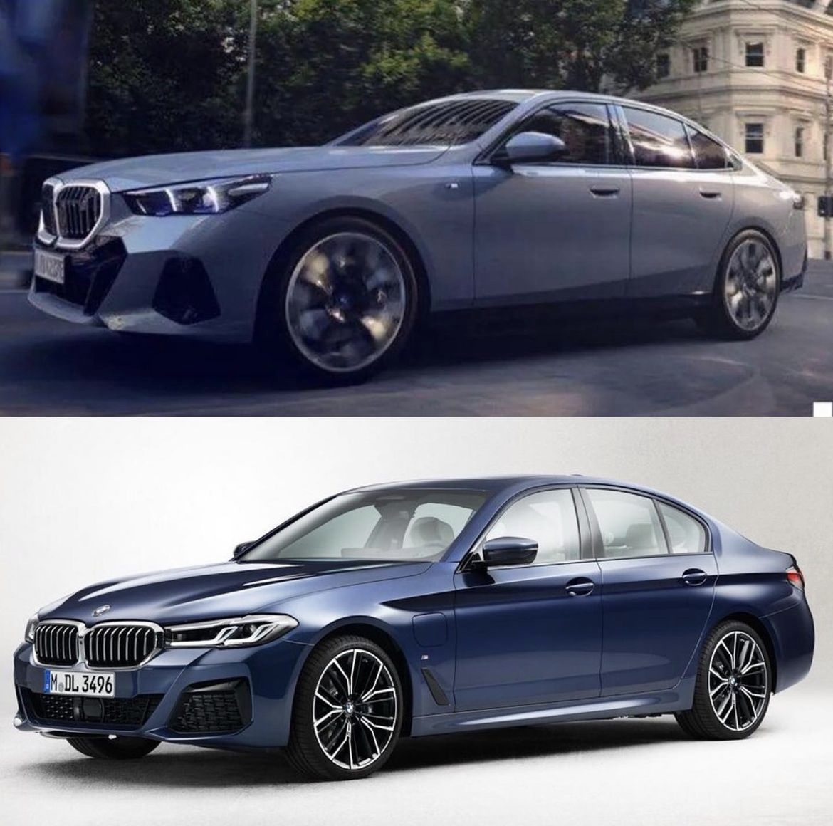 BMW 신형 5시리즈 풀체인지 전기버전 'i5'와 현행 BMW 5시리즈