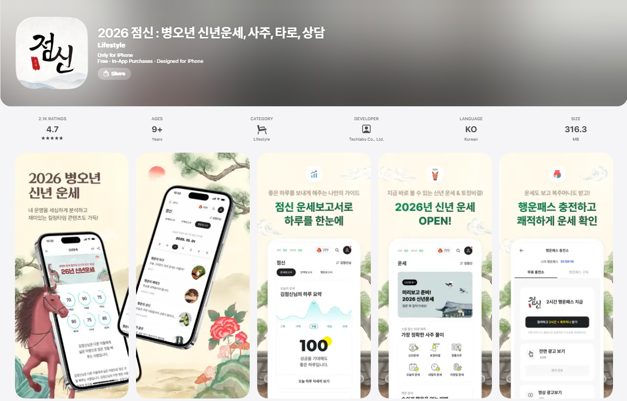 점신 앱 소개 화면