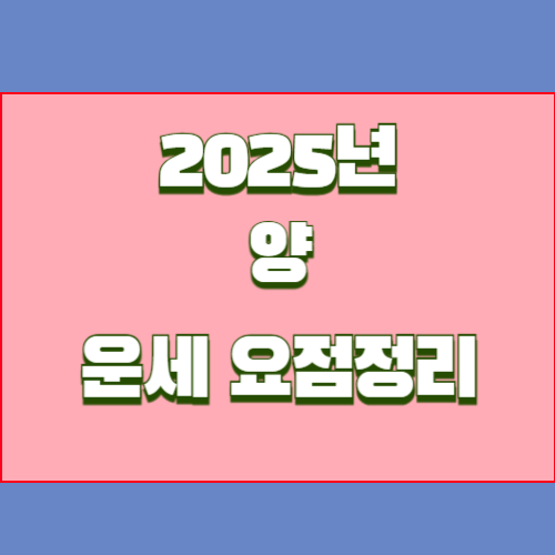 2025년 을사년 양띠 운세를 알아봅시다