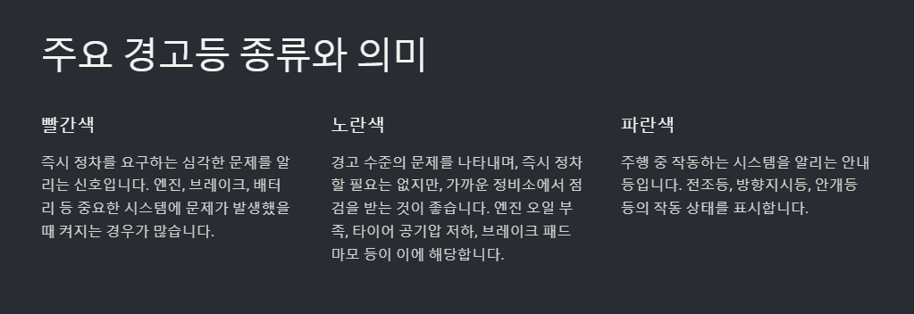 자동차 경고등 종류와 대처 방법