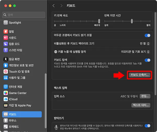 fn키 없이 펑션키 입력하기 위해 시스템 설정 창을 연다.